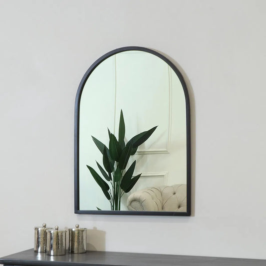  Framed Black Arched Mirror 70cm x 50cm 