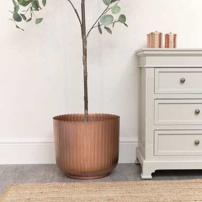 Large Copper Scalloped Metal Planter