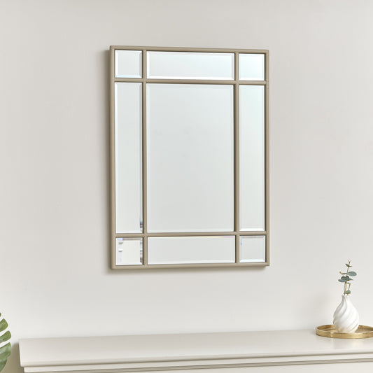  Taupe Framed Art Deco Wall Mirror 75cm x 55cm 