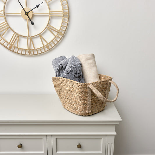  Rustic Woven Storage Basket with Handles - Large 