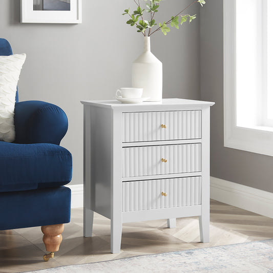  3 Drawer Bedside Table - Hales White Range 