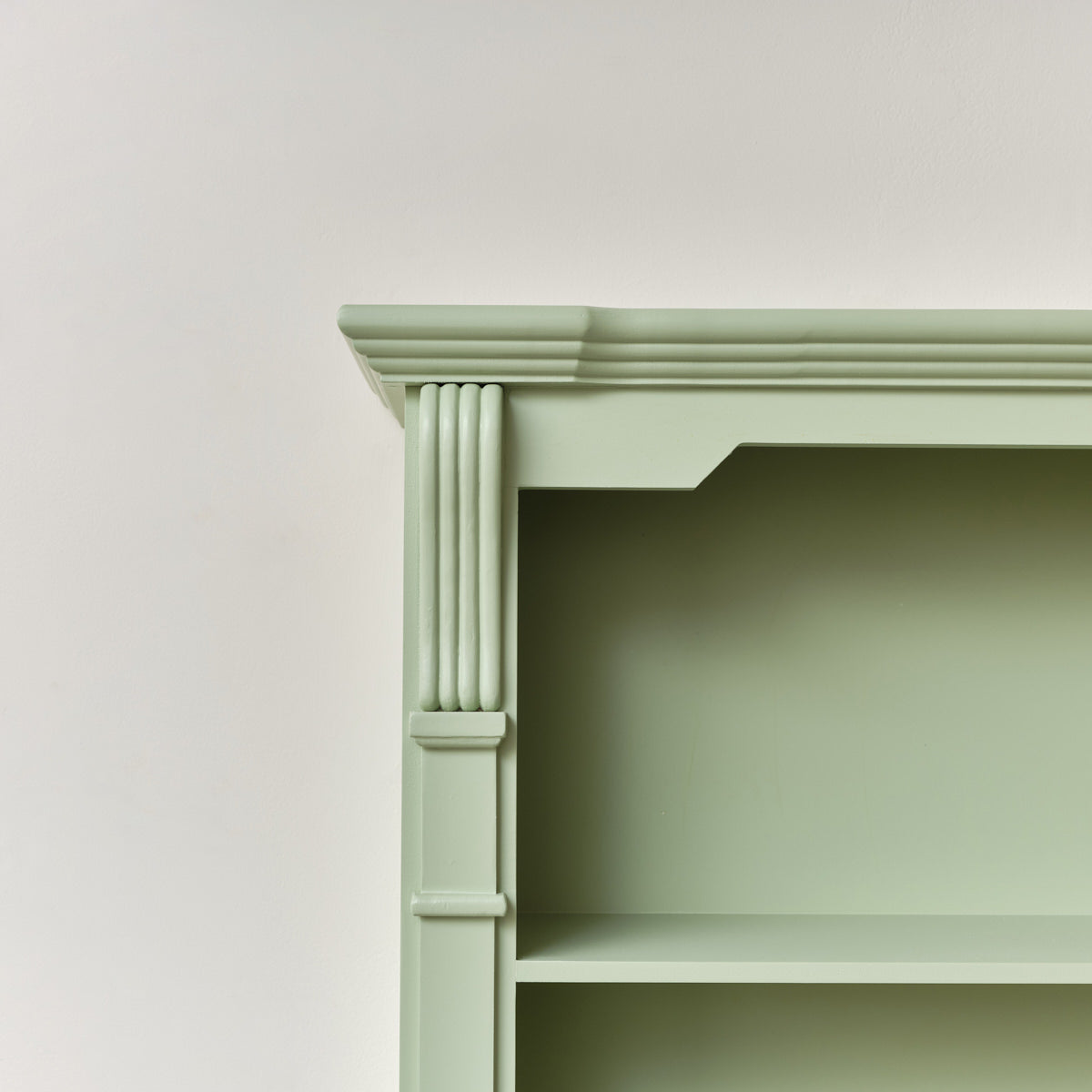 Sage Green Wooden Wall Shelf Unit with Drawers