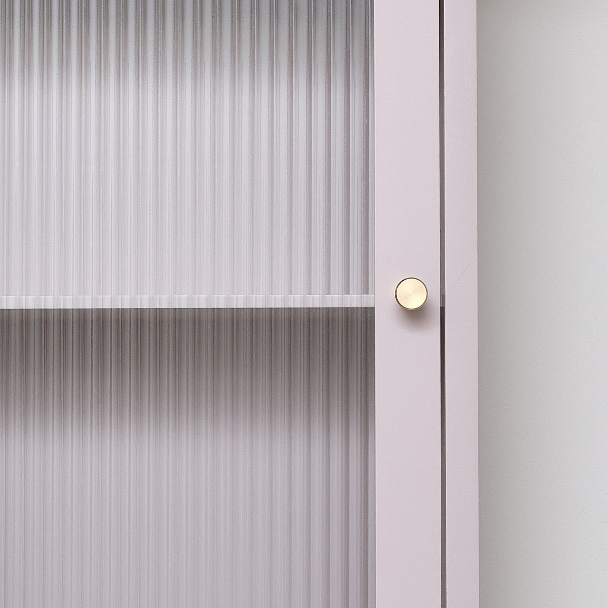 Pink Reeded Glass Fronted Wall Cabinet