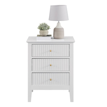 Pair of 3 Drawer Bedside Tables - Hales White Range