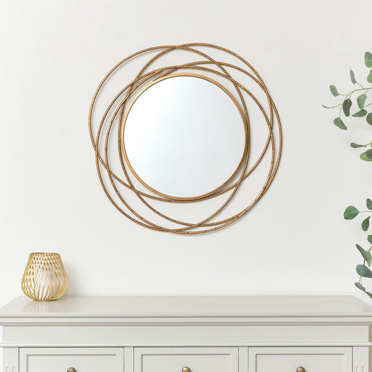  Antique Gold Swirl Wall Mirror - 70cm x 70cm 