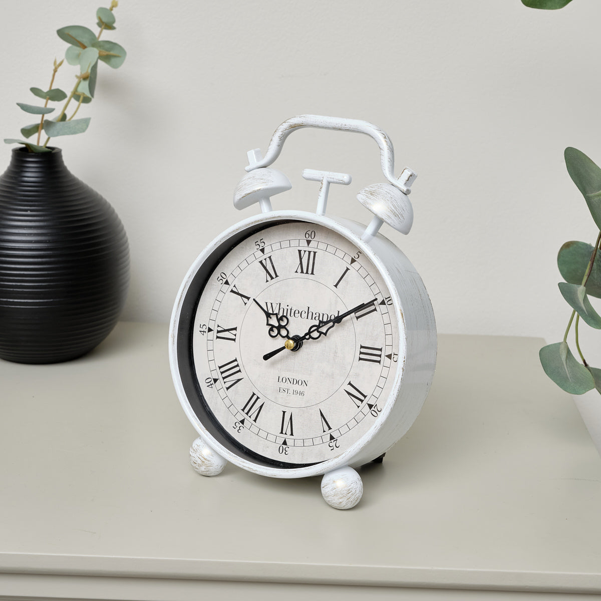 White Table Top / Mantel Clock 15.5cm x 24cm