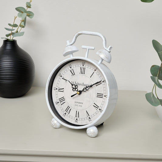  White Table Top / Mantel Clock 15.5cm x 24cm 