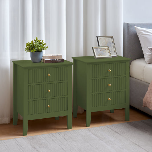  Pair of 3 Drawer Bedside Tables - Hales Green Range 