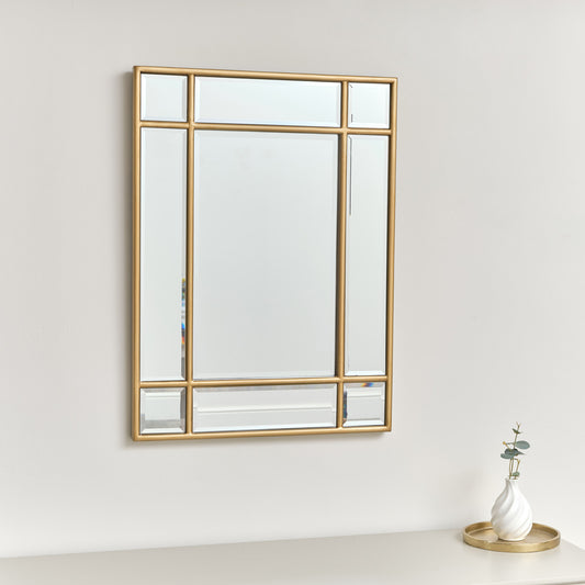  Gold Framed Art Deco Wall Mirror 75cm x 55cm 