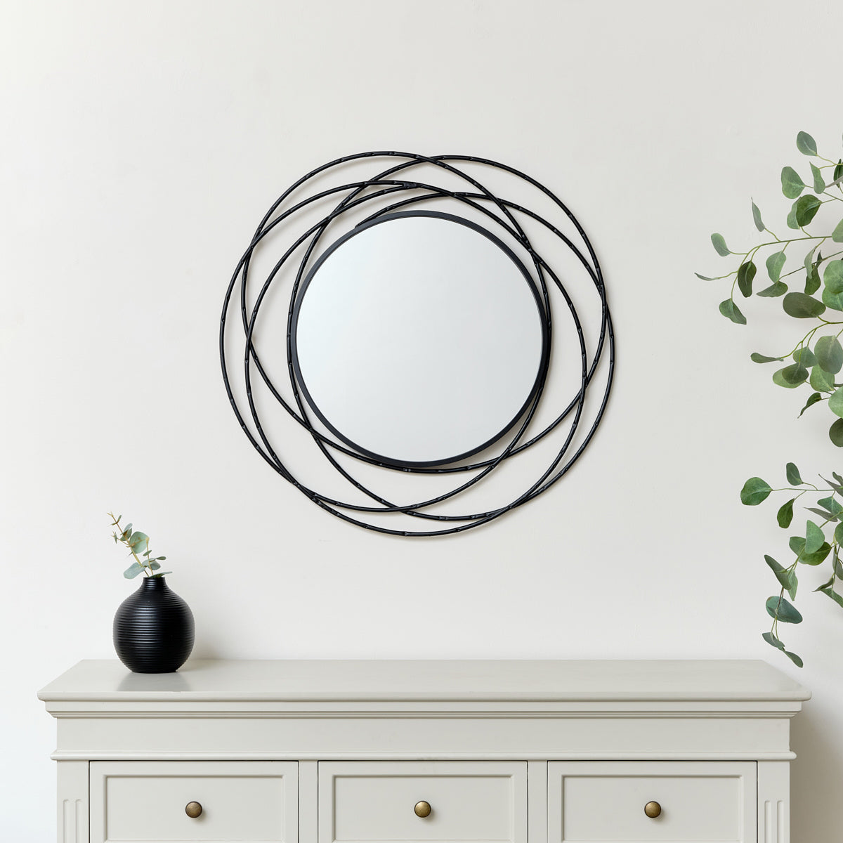 Black Swirl Wall Mirror - 70cm x 70cm