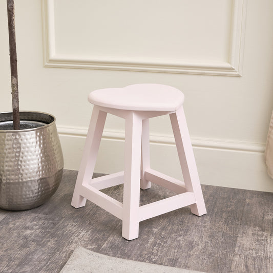  Pink Wooden Heart Stool 