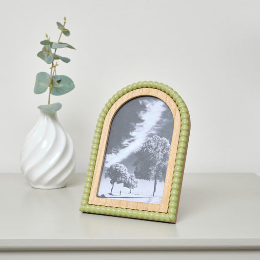  Olive Green Arched Bobble Portrait Photo Frame - 4 x 6 