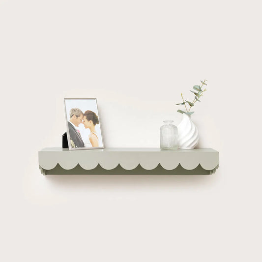  Taupe Scalloped Wall Storage Shelf - 61cm 