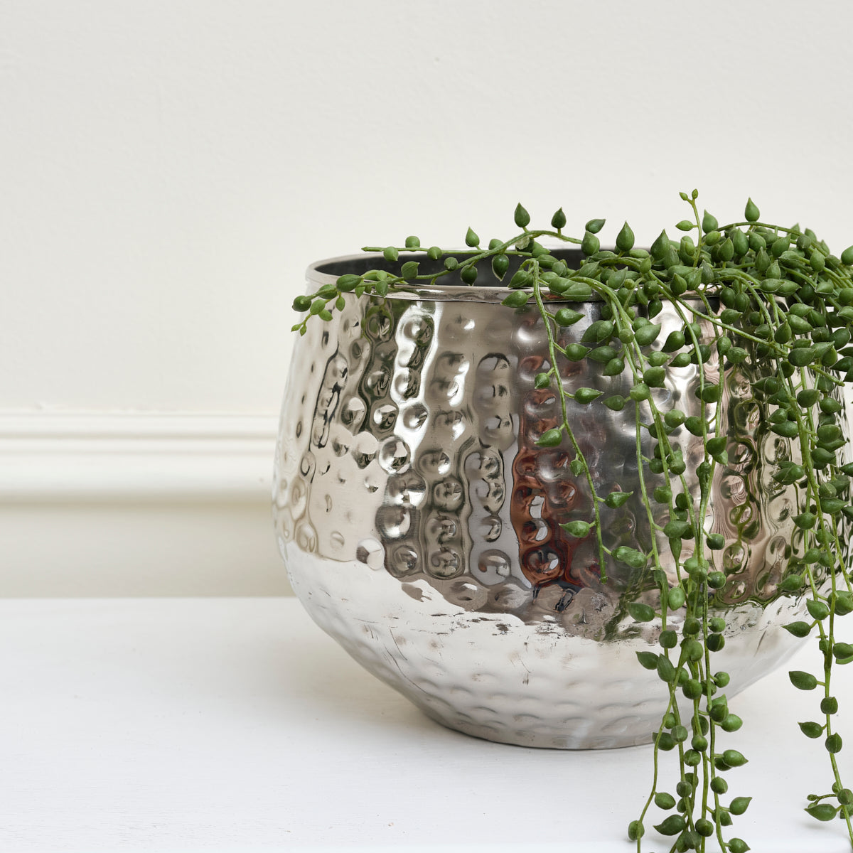 Silver Hammered Metal Planter Windsor Browne   1 20SS 