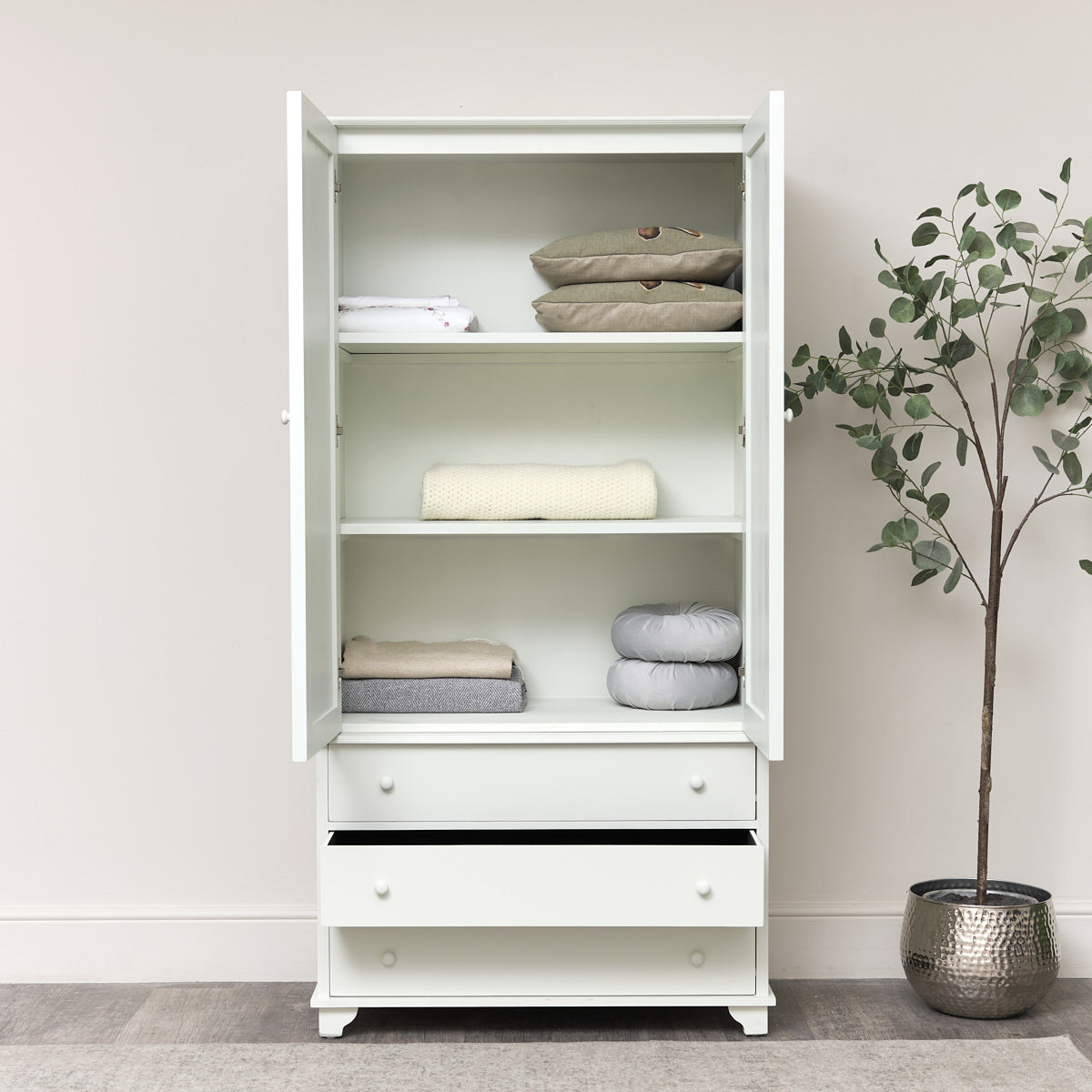 White storage store dresser