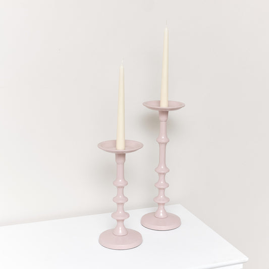  Set of 2 Pink Candle Holders 