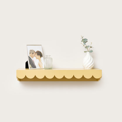 Mustard Scalloped Wall Storage Shelf - 61cm