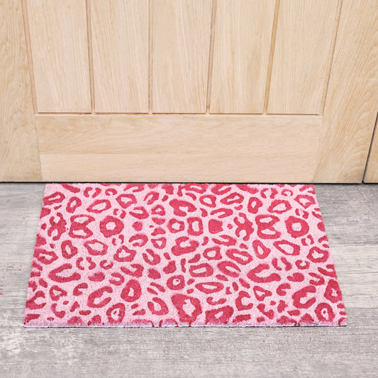  Pink Leopard Print Coir Door Mat 