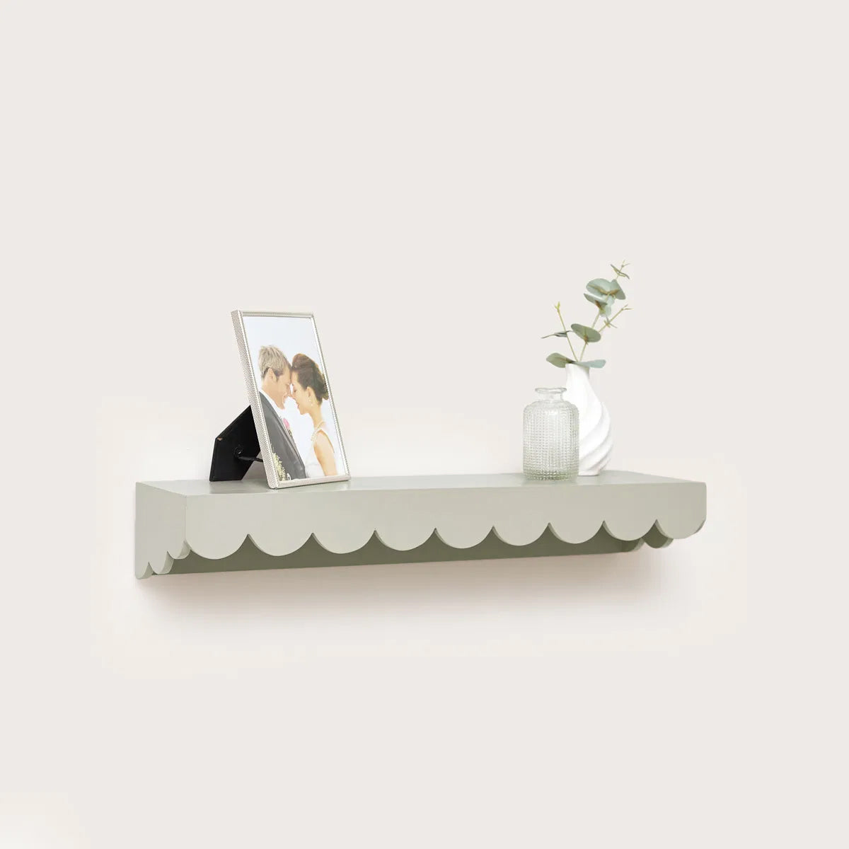 Taupe Scalloped Wall Storage Shelf - 61cm