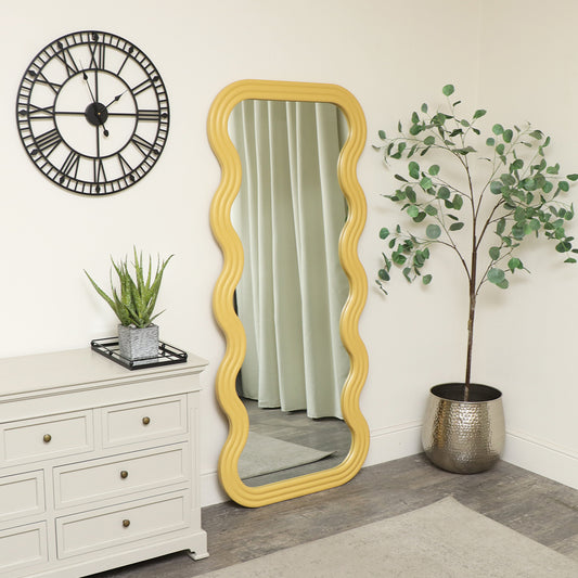  Full Length Wave Mustard Mirror 