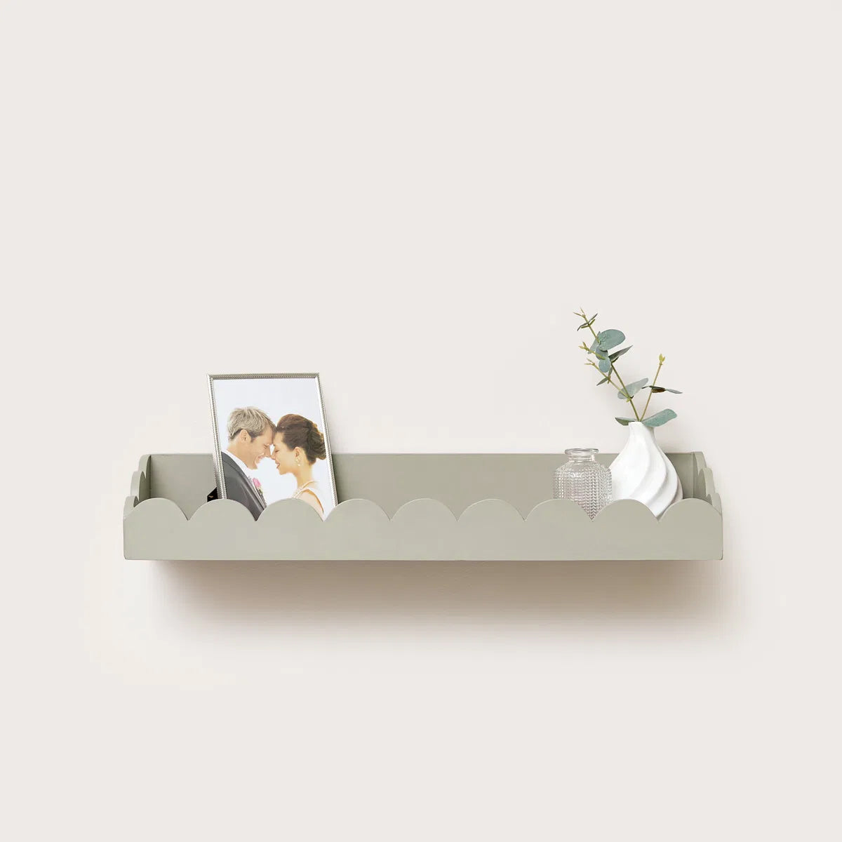 Taupe Scalloped Wall Storage Shelf - 61cm