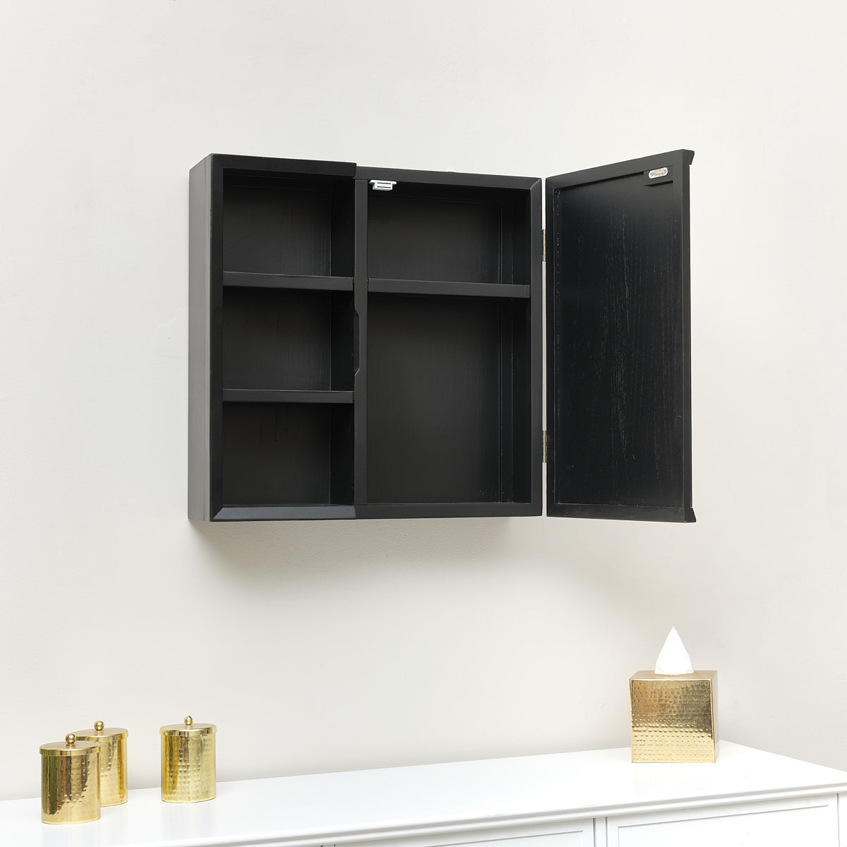 Small black shop wall cabinet