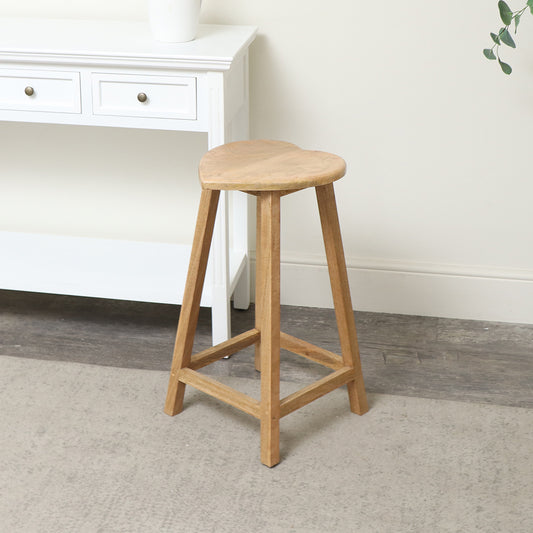  Tall Mango Wood Heart Bar Stool 