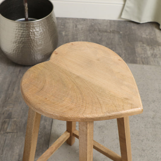  Tall Mango Wood Heart Bar Stool 