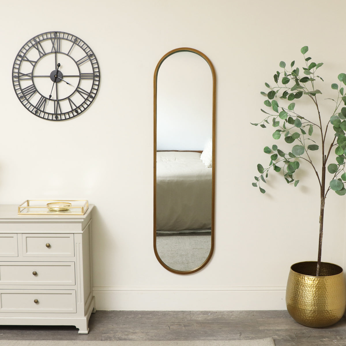 Large Gold Oval Mirror 42cm x 156cm