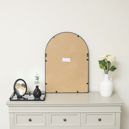 Framed Black Arched Mirror 70cm x 50cm