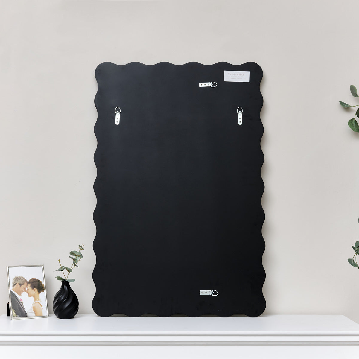 Black Wave Framed Wall Mirror 90cm x 60cm