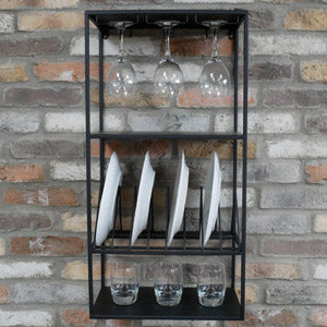  Black Wall Mounted Plate Rack 