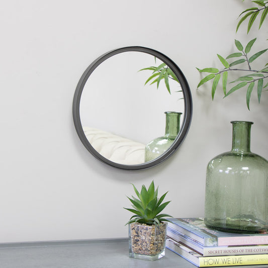  Round Black Framed Mirror 36cm x 36cm 