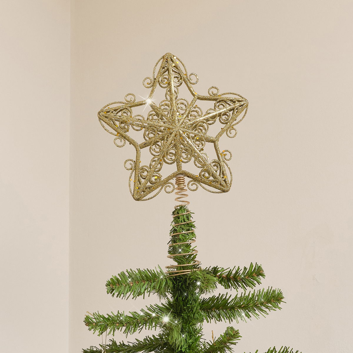 Gold Ornate Glitter Star Christmas Tree Topper