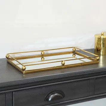 Gold Rectangle Mirrored Tray