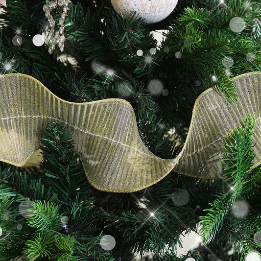  Gold Sparkle Ruffle Christmas Tree Ribbon - 270cm 