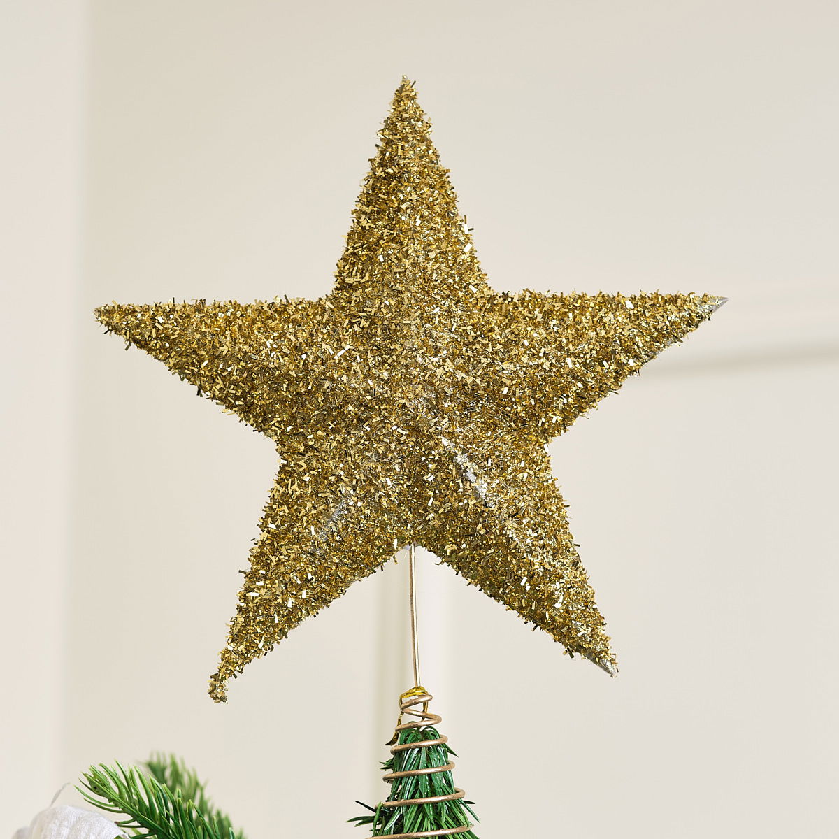 Gold Sparkly Glitter Star Shaped Christmas Tree Topper