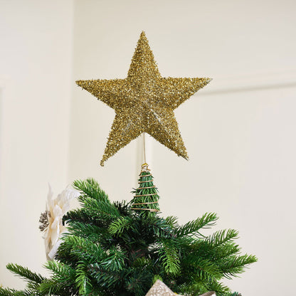 Gold Sparkly Glitter Star Shaped Christmas Tree Topper