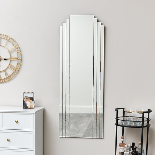  Large Frameless Art Deco Wall Mirror 52cm x 142cm 