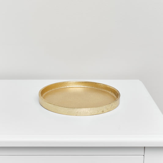  Small Round Gold Metal Tray - 20.5cm 