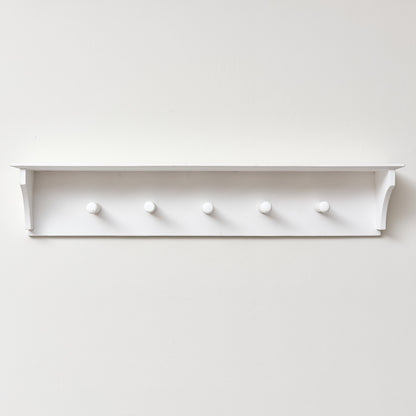 White Wall Shelf with Hooks