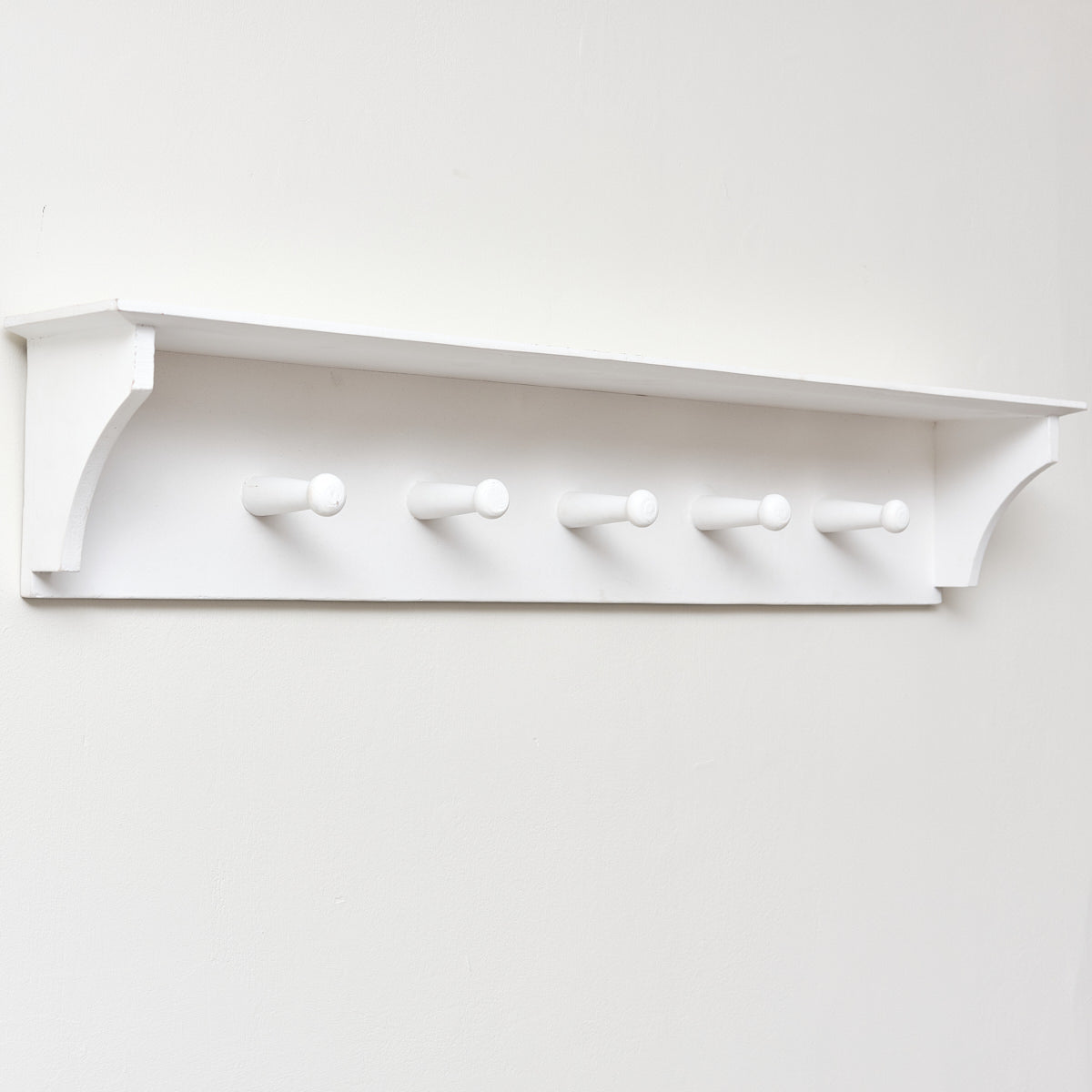 White Wall Shelf with Hooks