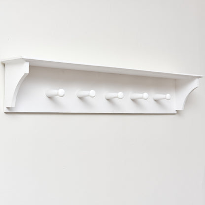 White Wall Shelf with Hooks