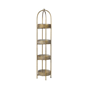 Antique Gold Four Tier Freestanding Shelf