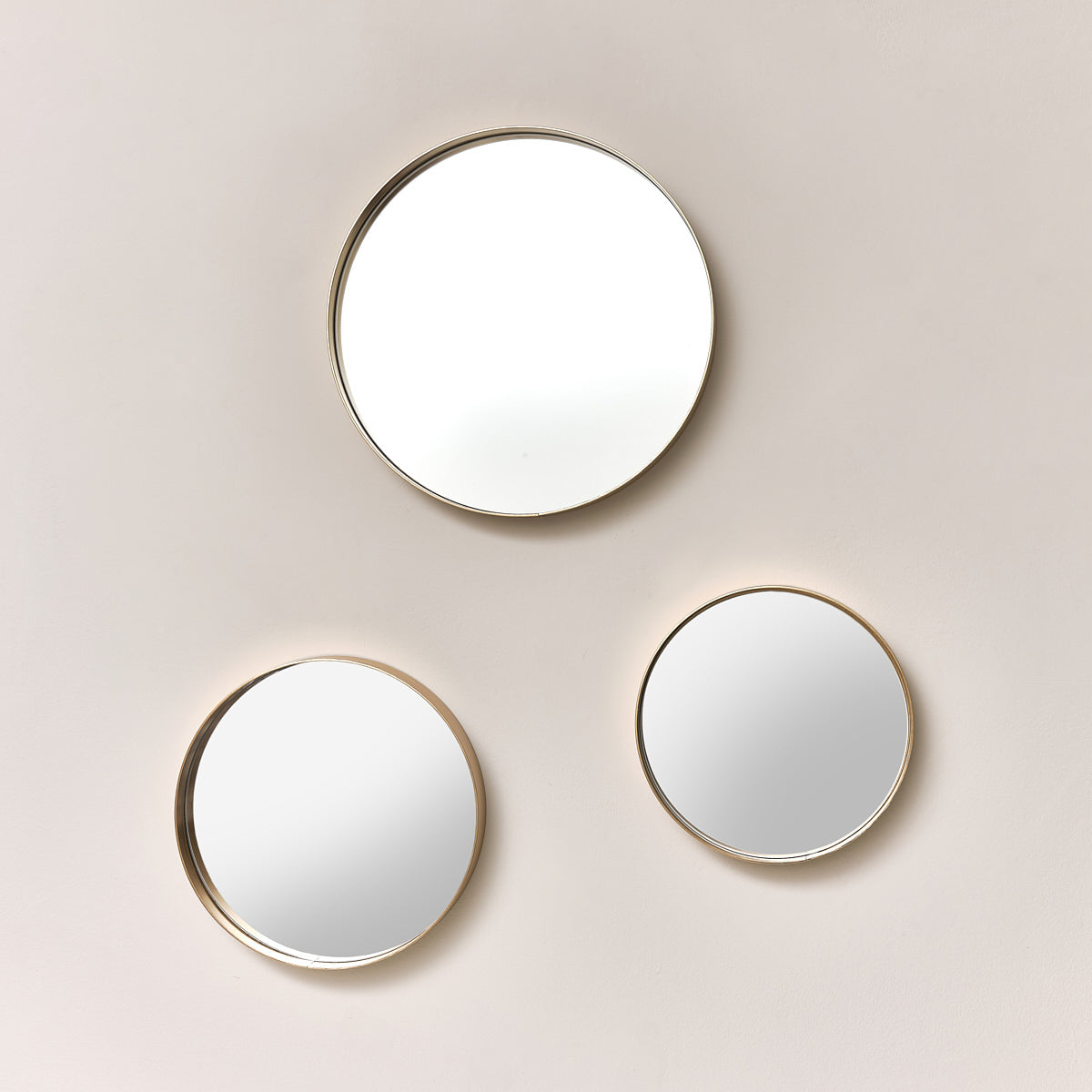 Set of 3 Round Gold Wall Mirrors