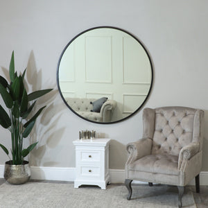  Extra Large Round Black Wall Mirror 120cm x 120cm (1.2 M x 1.2 M) 