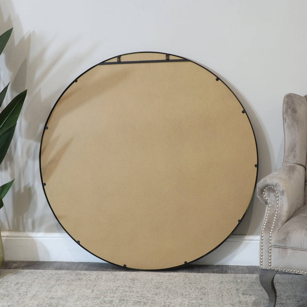 Extra Large Round Black Wall Mirror 120cm x 120cm (1.2 M x 1.2 M)