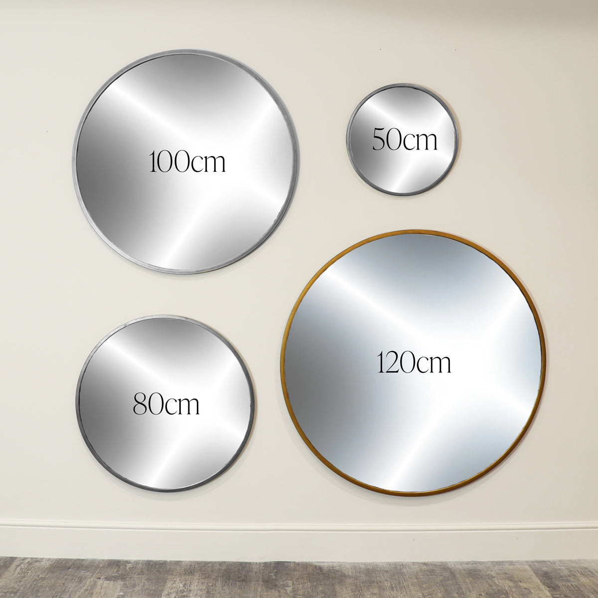 Extra Large Round Black Wall Mirror 120cm x 120cm (1.2 M x 1.2 M)