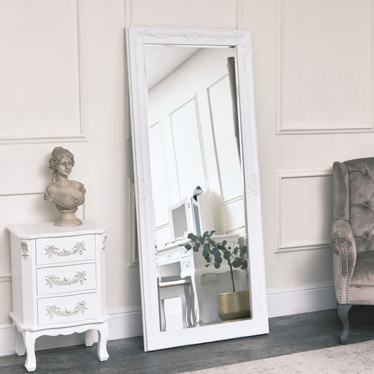  Large Ornate White Wall/Leaner Mirror 176cm x 76cm 