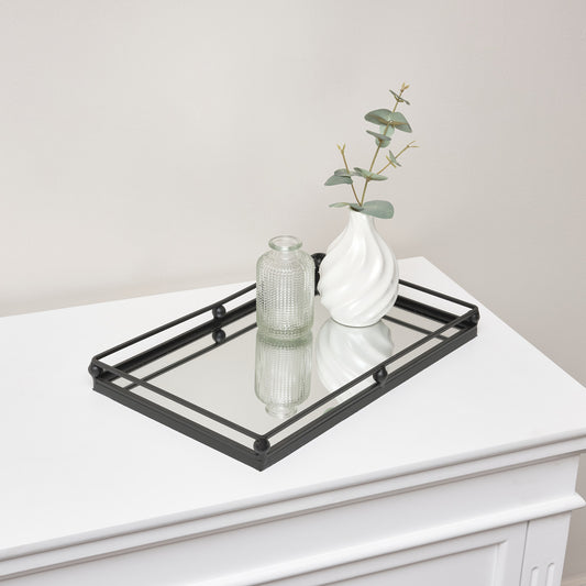  Black Rectangle Mirrored Display Tray 